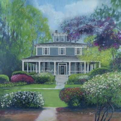 The Captain's Manor Inn captured in a color giclee print.