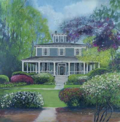 The Captain's Manor Inn captured in a color giclee print.