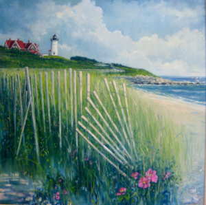 Watercolor of nobska lighthouse