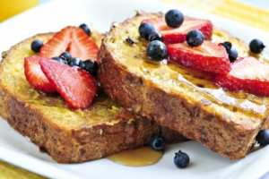 This delicious french toast breakfast is offered at The Captain's Manor Inn so be sure to book your stay.